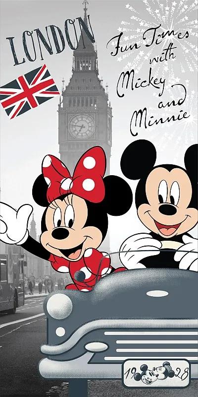 JERRY FABRICS Osuška Mickey a Minnie v Londýne Bavlna - Froté 70/140 cm
