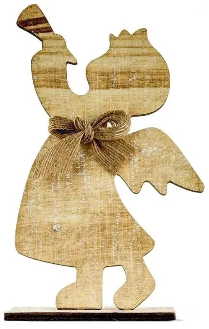DECOLED Vánoční dřevěný anděl, 10x20 cm