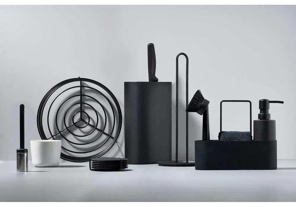 Čierny plastový/silikónový stojan na umývacie prostriedky Singles – Zone