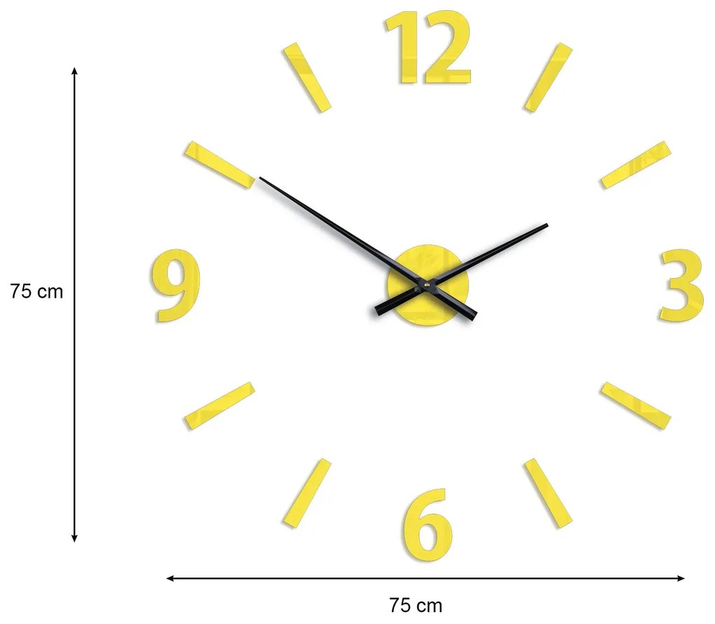 Nástenné samolepiace hodiny Klaus 75 cm žlté