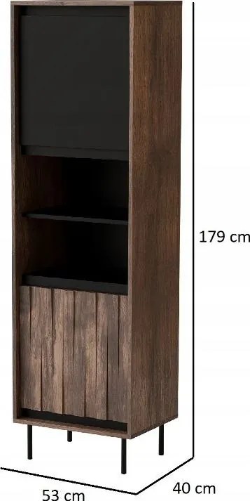 Vitrína Swing 53 cm orech/čierna