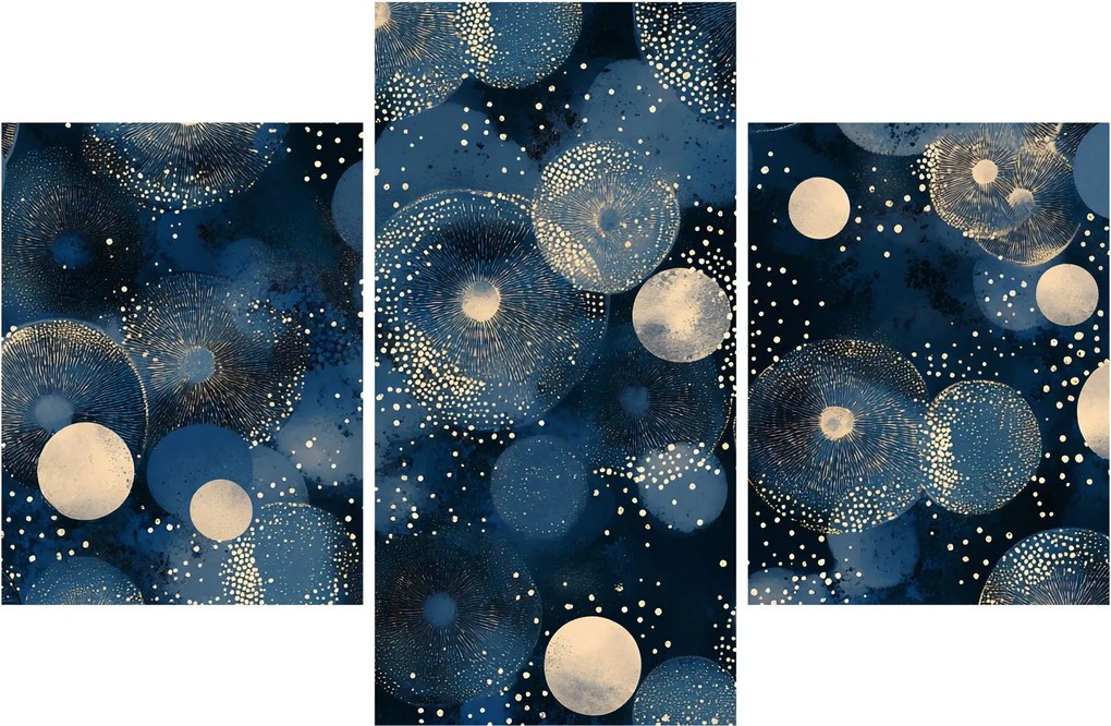 Obraz - Modro-zlaté krúžky (90x60 cm)