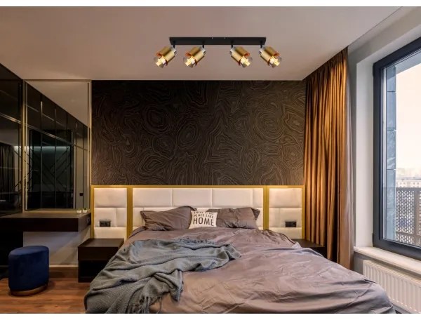 Globo 15560-4 - Bodové svietidlo MILLEY 4xE27/40W/230V čierna/mosadz