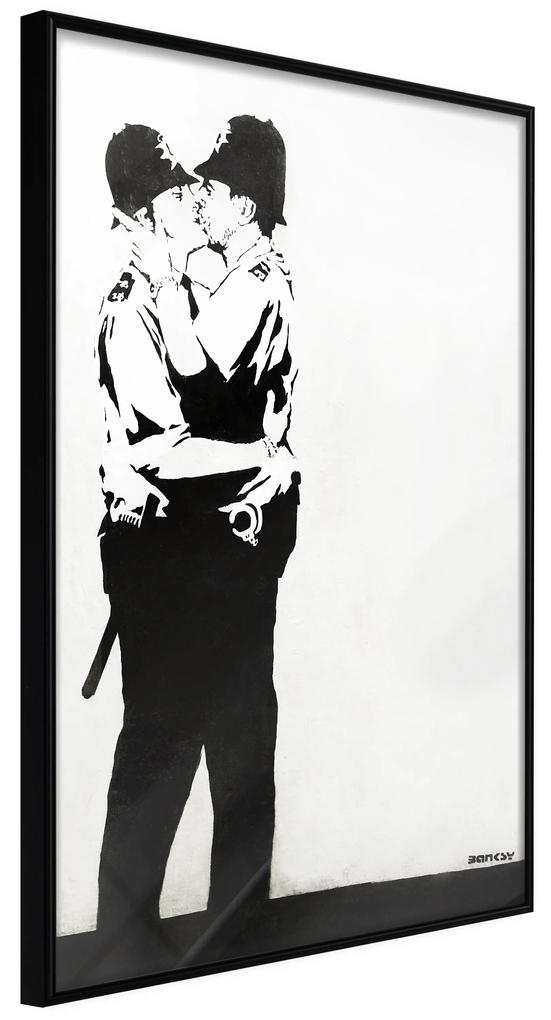 Artgeist Plagát - Policemen Kissing [Poster] Veľkosť: 20x30, Verzia: Zlatý rám s passe-partout
