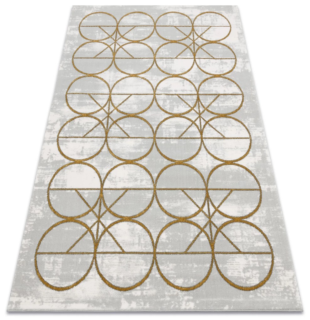 Koberec EMERALD exkluzívny 1010 glamour, kruhy krémovo / zlatý