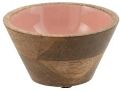 Drevená miska s ružovým vnútrom Enamell small - ∅ 10 * 5,5cm