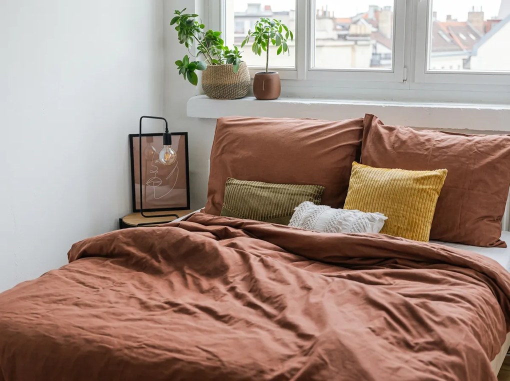 Bavlnené obliečky CALMORA hnedé Rozmer obliečky: 2 ks 70 x 90 cm | 200 x 220 cm