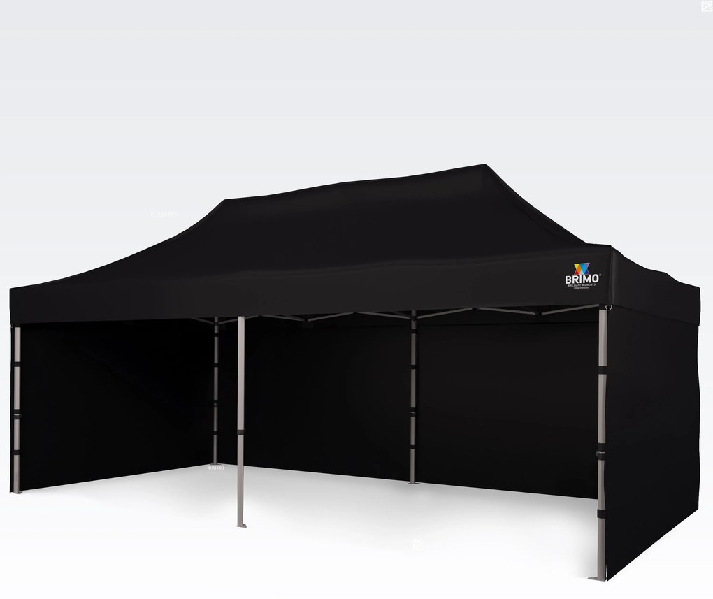 BRIMO Nožnicový párty stan EXCLUSIVE ALU 3x6 m s 3 stenami čierny