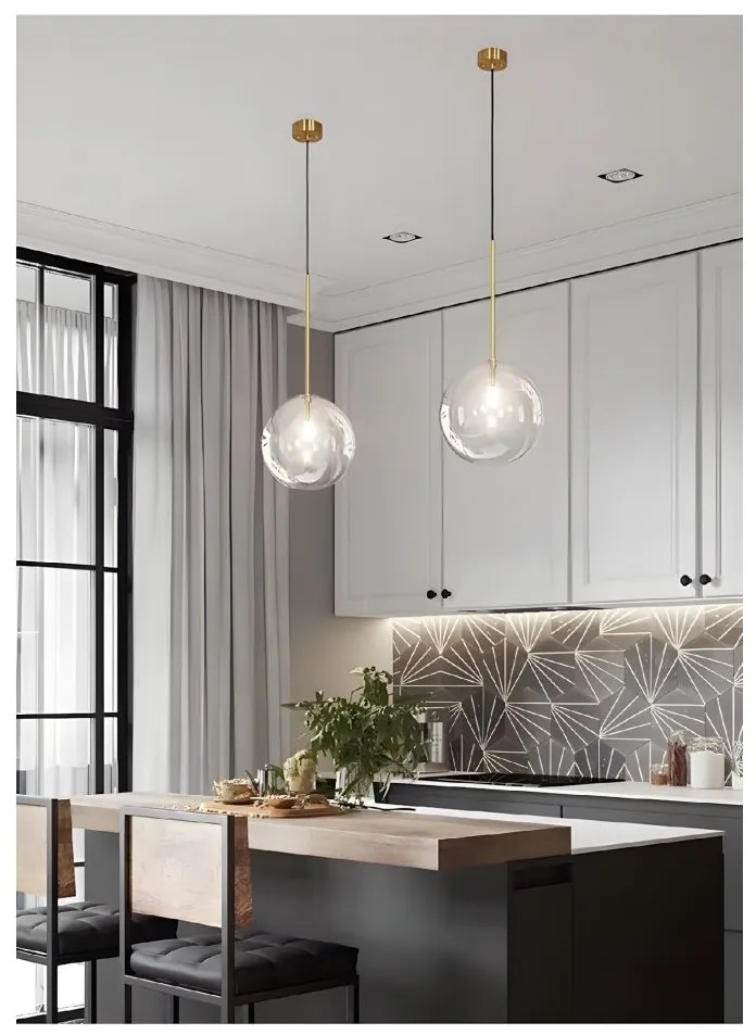 Toolight Toolight, sklenené guľové závesné stropné svietidlo 15cm, 1xG4, APP1680-1CP, OSW-04300