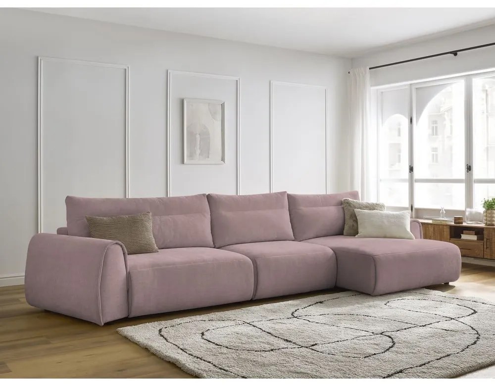 Svetloružová rohová pohovka Aden – Bobochic Paris