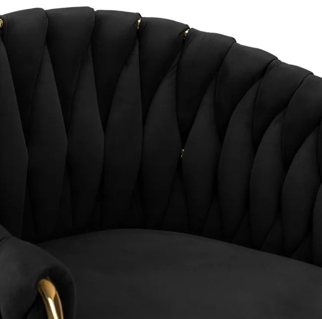 Barová stolička COFTON zamatová, zlatá / čierna