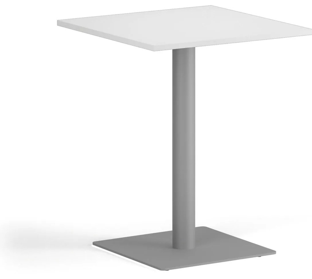 Konferenčný stolík ENZO, 60x60 cm, sivostrieborná podnož, biela