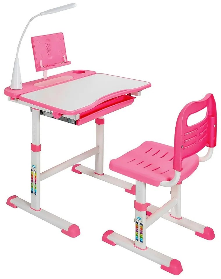 Detský rastúci písací stôl s nastaviteľnou výškou- ružový