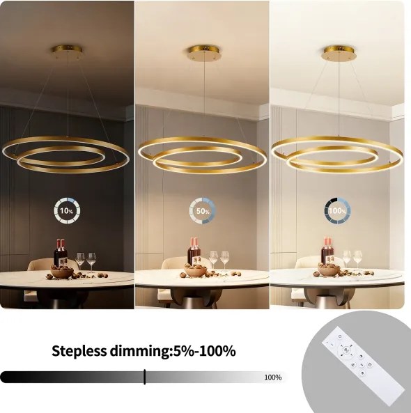 BRILAGI-LED Stmievateľný luster na lanku TWISTER LED/105W/230V 3000-6000K zlatá+DO