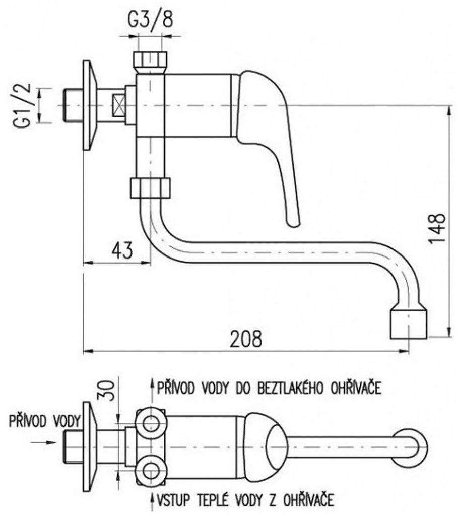 CLAGE M3/SME Ohřívač vody 3,5kW/230V + páková armatúra 1500-17153