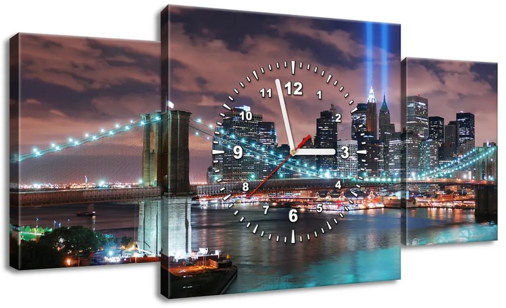 Gario Obraz s hodinami Panoráma Manhattanu - 3 dielny Rozmery: 90 x 70 cm