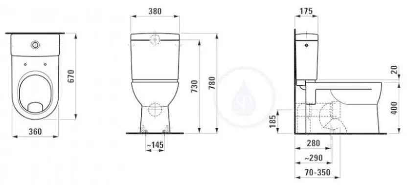 LAUFEN Pro WC kombi misa, 670 mm x 360 mm, biela H8249590000001