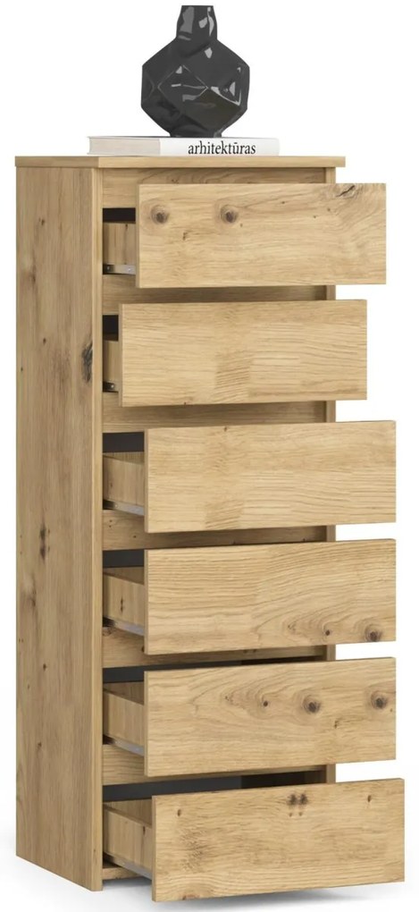 Ak furniture Komoda CL6 40 cm so 6 zásuvkami dub artisan