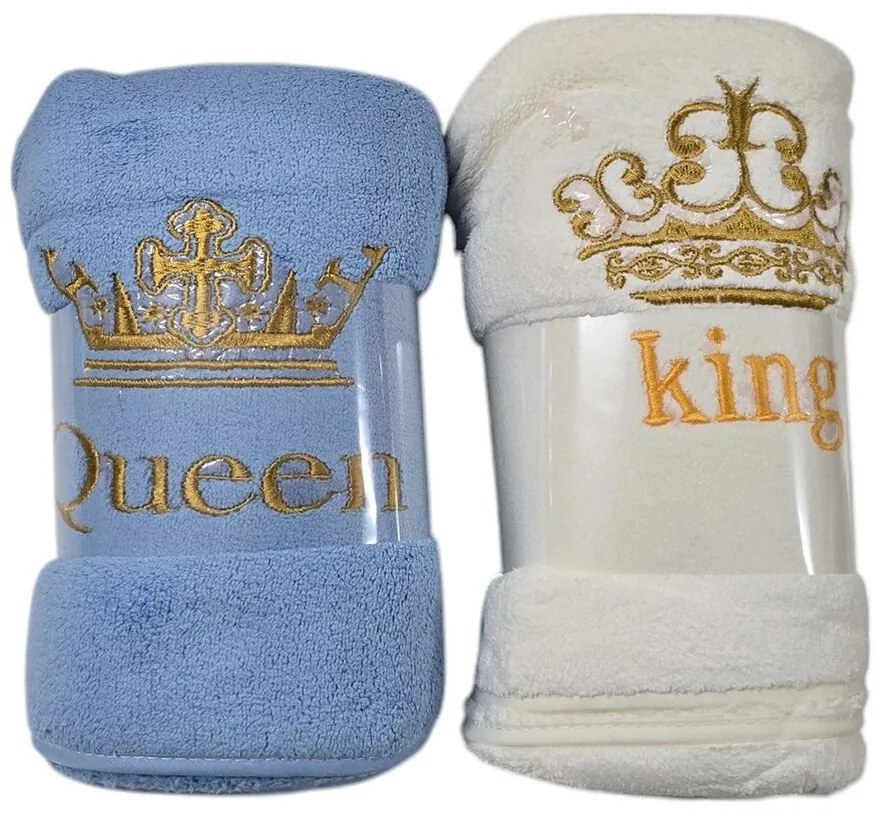 Rýchloschnúca osuška KING AND QUEEN BLUE and WHITE 70x140 cm 2 ks