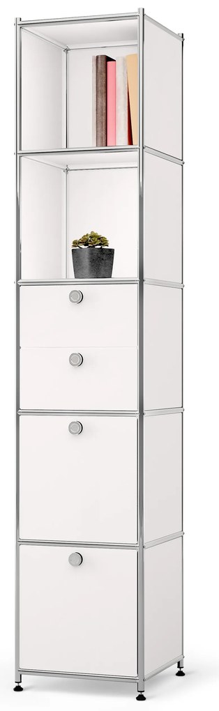 Kovová skrinka »CN3« s 2  výklopnými priečinkami a 2 zásuvkami, biela