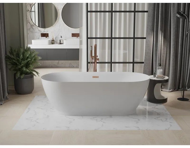 Mexen Roxy, voľne stojaca vaňa 180 x 85 cm, biela, ružové zlato prepad, 51201808500-60