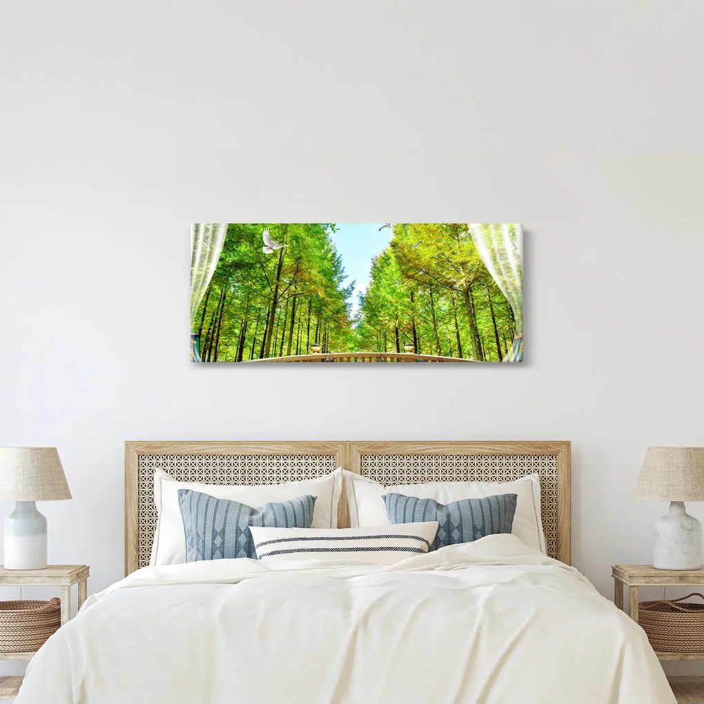 Obraz - Výhľad na les (120x50 cm)