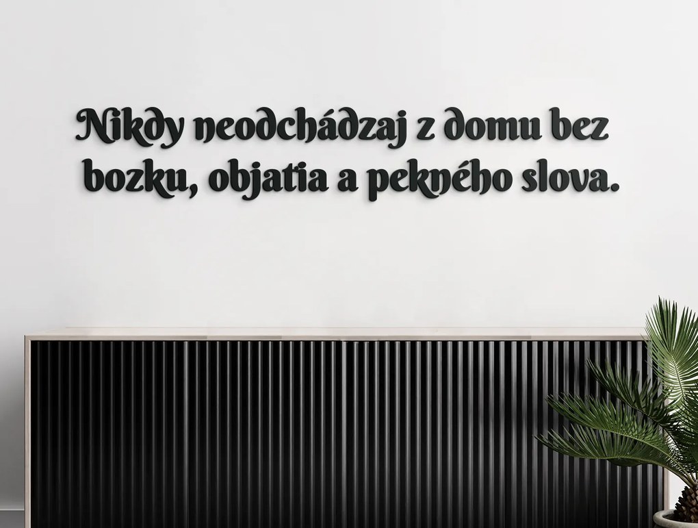 drevko Drevený citát Nikdy neodchádzaj z domu bez bozku Rozmer obrazu: 14,5 x 85 cm, Farba dekorácie: Čierna