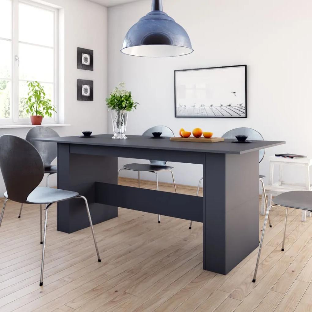 vidaXL Jedálenský stôl lesklý sivý 180x90x76 cm drevotrieska