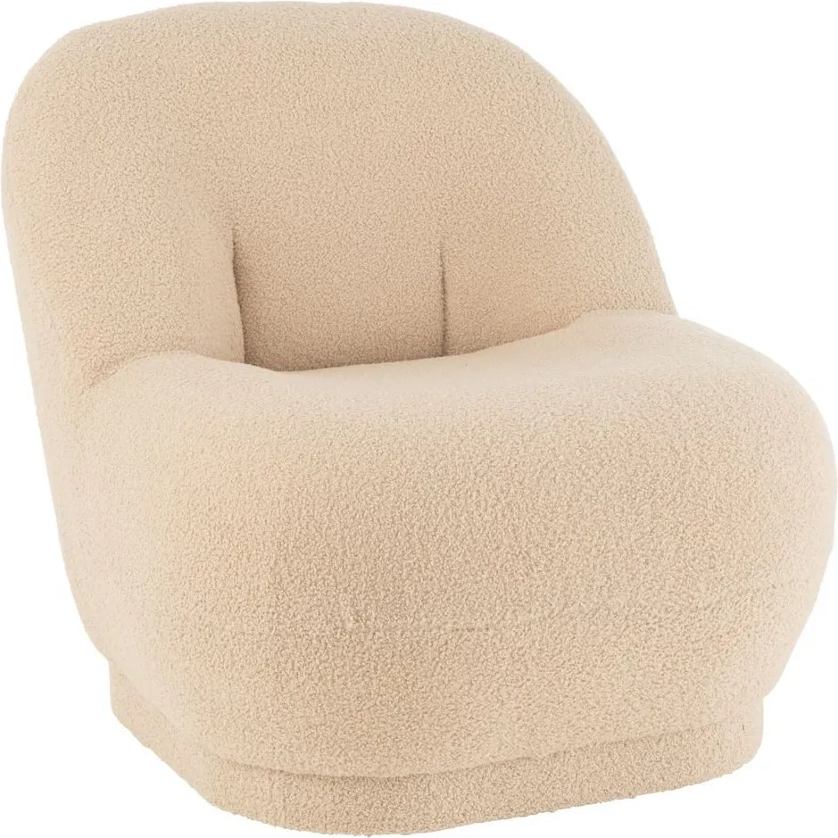 Béžová okrúhla stolička/ kresielko s opierkou Teddy Bouclé Beige - 78*88*72 cm
