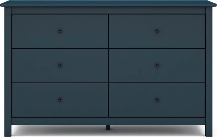 Tmavomodrá nízka komoda z borovicového dreva 130x80 cm Misti - Marckeric