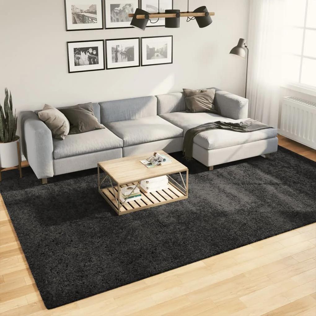 Chlpatý koberec s vysokým vlasom moderný antracitový 240x340 cm 375197