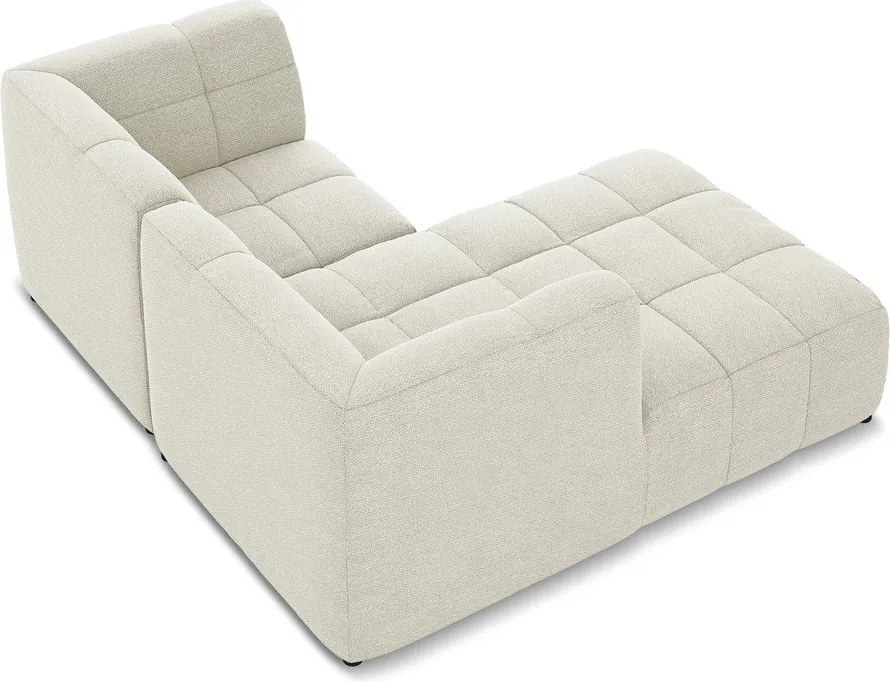 Béžová rohová pohovka z textílie buklé (ľavý roh/s leňoškou) Aloha – Makamii