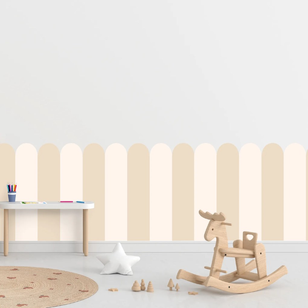 PIPPER. Textilná samolepiaca tapeta - Oblúk - Krémová farba Farba: Kombinácia, Veľkosť: 80 cm