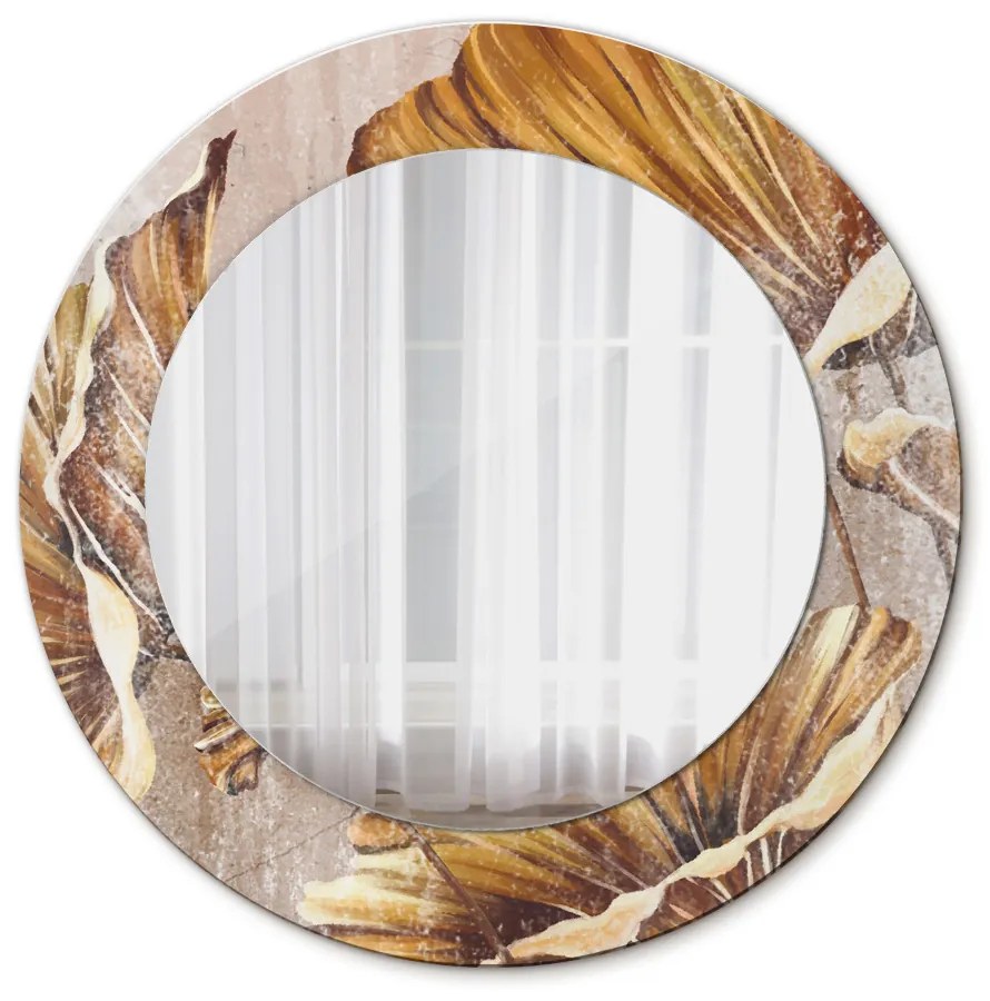 Okrúhle ozdobné zrkadlo Zlaté listy fi 50 cm