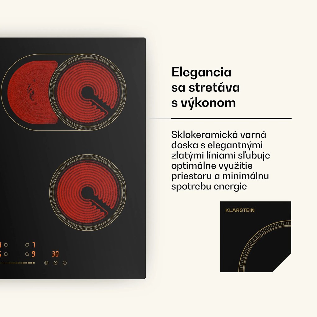Klarstein Victoria sklokeramická varná doska, 4 zóny, elegantná, nadčasová, 6600 W, 60 cm