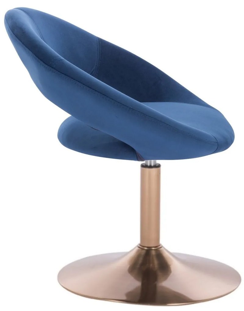 LuxuryForm DESIGN Stolička NAPOLI VELUR na zlatom tanieri - modrá