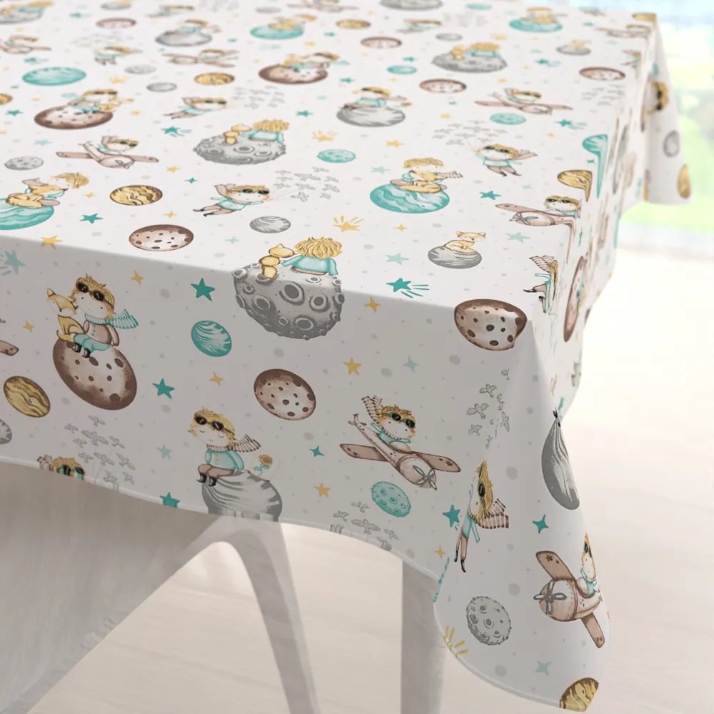 Biante Detský bavlnený štvorcový obrus Sandra SA-561 Malý princ na bielom 150x150 cm