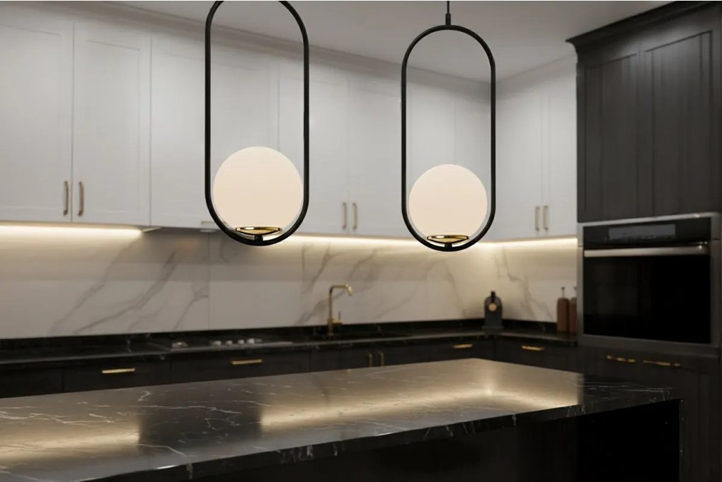 Závesné svietidlo Florence, 1x biele sklenené tienidlo, b/g, U