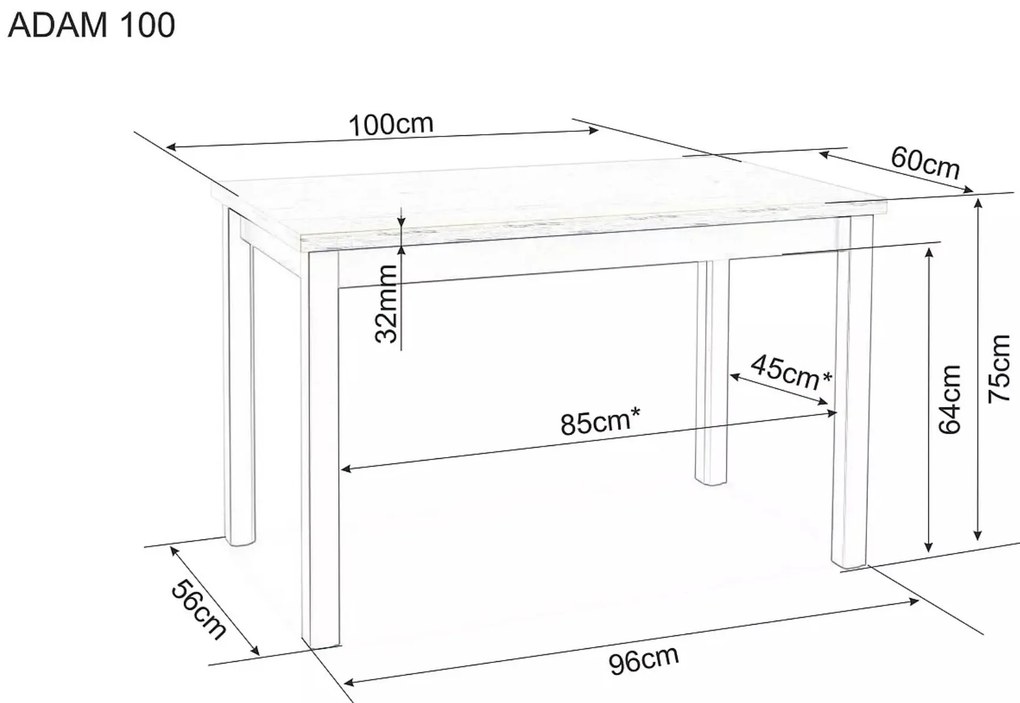 Jídelní stůl Adam 100 cm kašmír/dub cremona torro