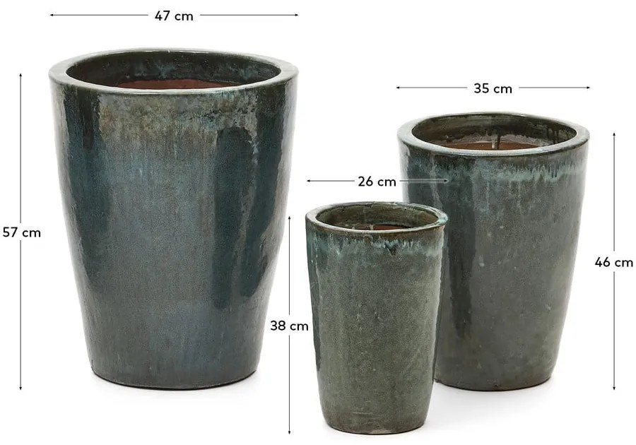 Kvetináče z terakoty v súprave 3 ks ø 47 cm Rotja – Kave Home