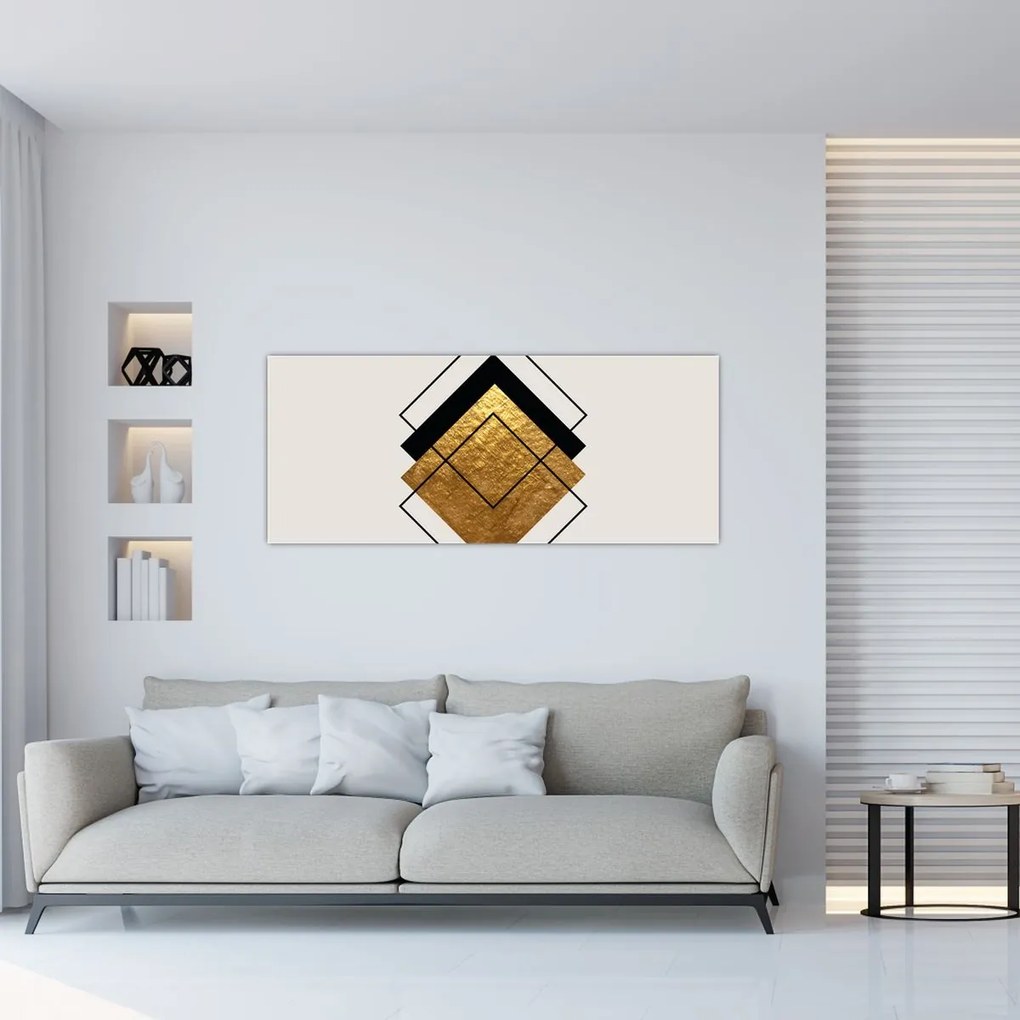 Obraz - Abstrakcia zlatá a biela N⁰1 (120x50 cm)