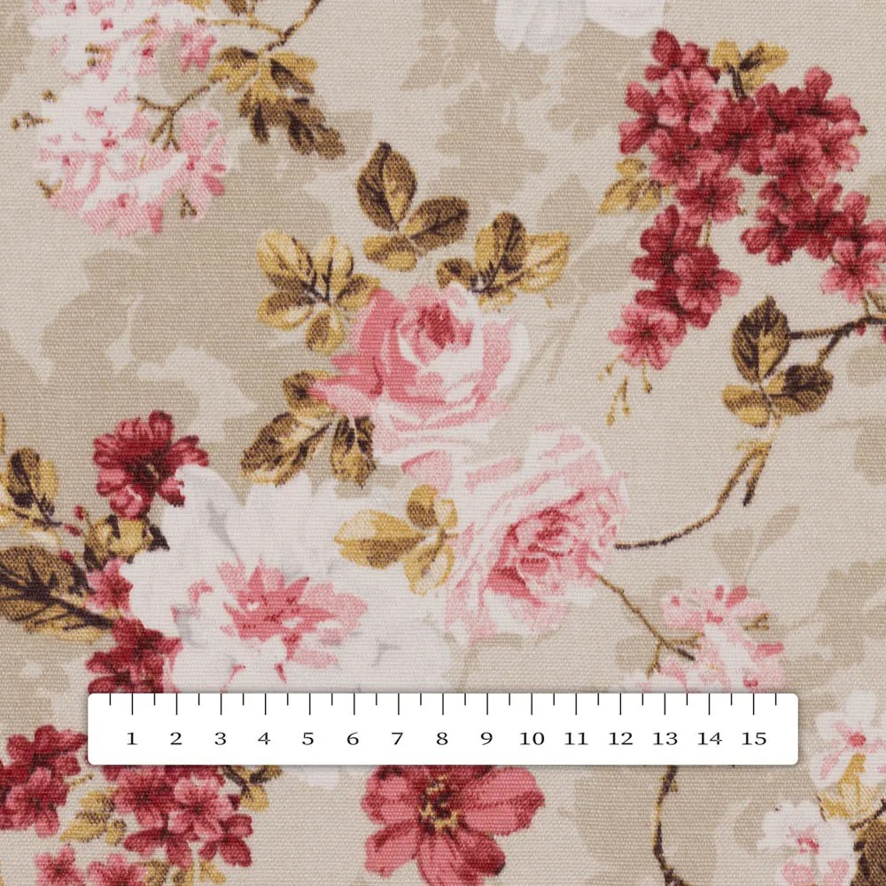 Biante Veľký dekoračný štvorcový obrus Leona LN-167 Plané ruže na béžovom 220x220 cm