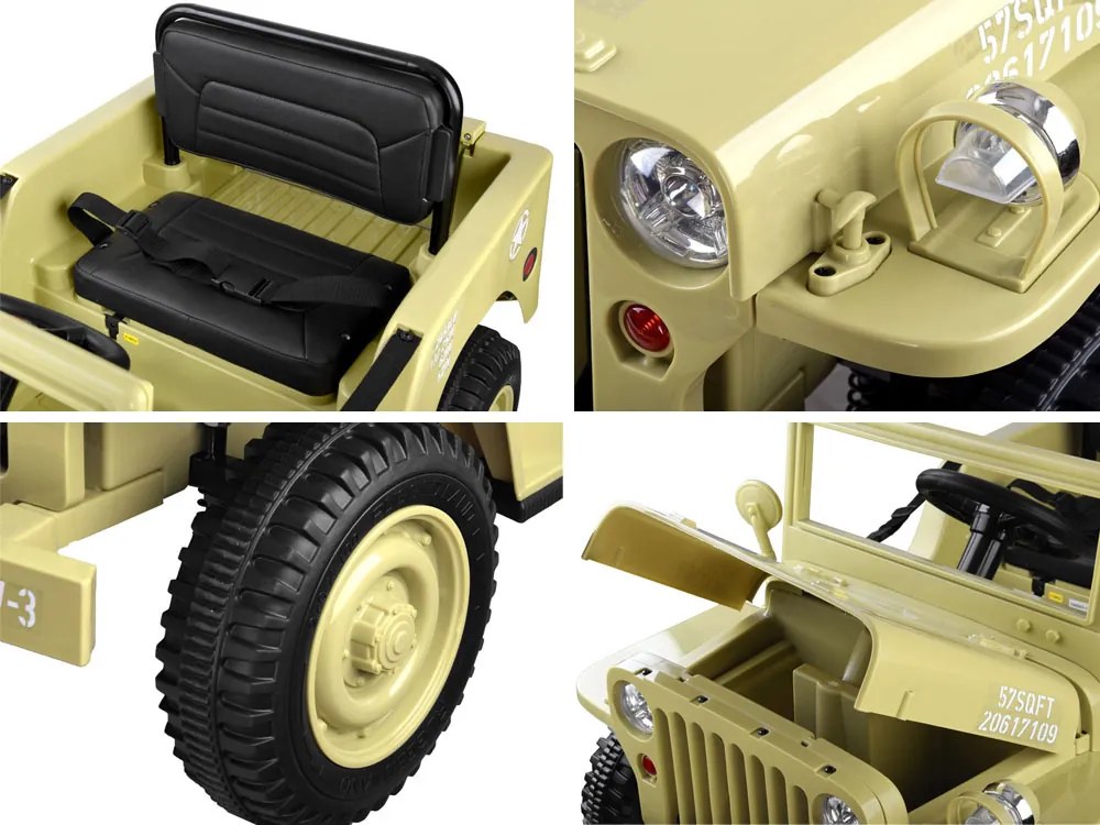 JOKOMISIADA Elektrické vojenské auto Willys na akumulátor na diaľkové ovládanie čierne PA0263