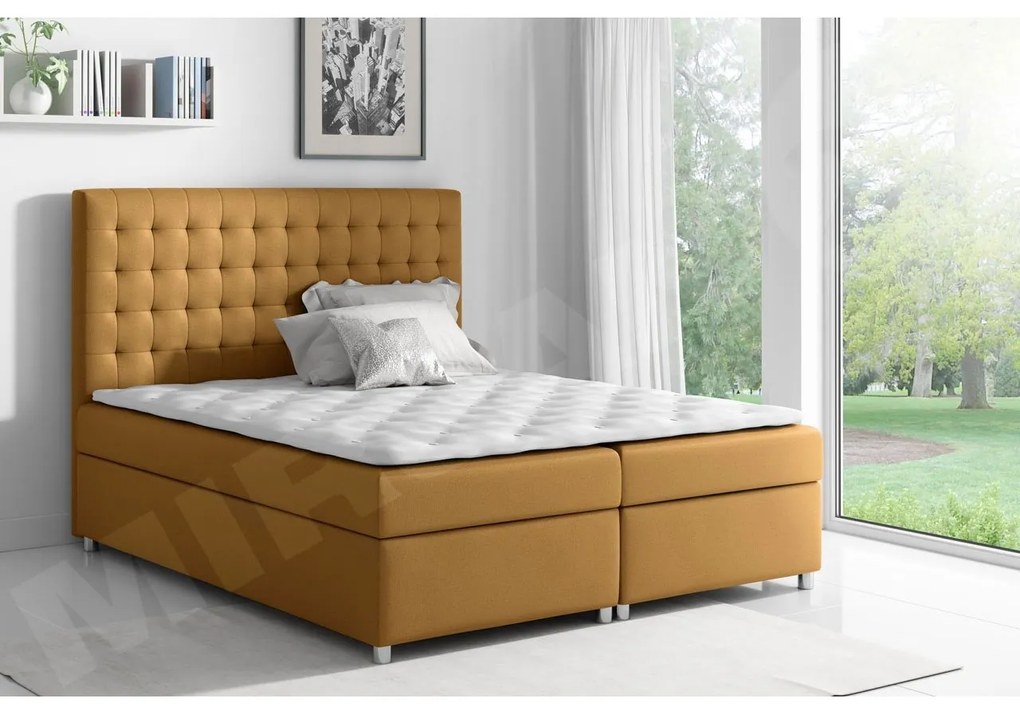Posteľ kontinentálna Alfi, Rozmer postele: 140x200, Dostupné poťahy: ekokoža Soft 017 (biela)