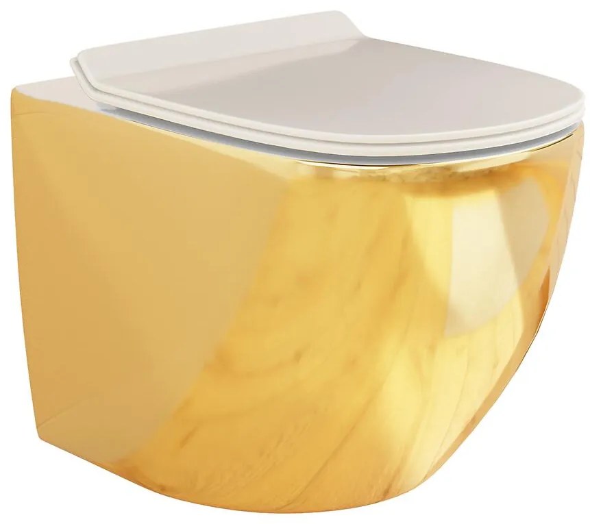 Závesná WC misa Alice II Slim gold/white so sedadlom