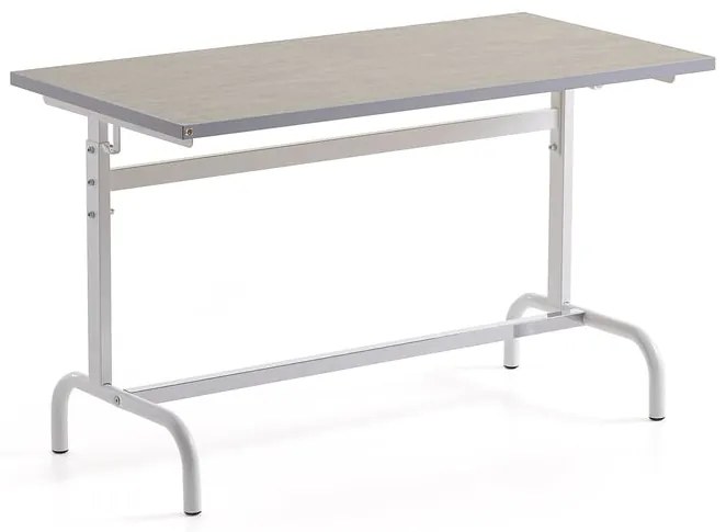 Školská lavica 184, linoleum, biela/šedá