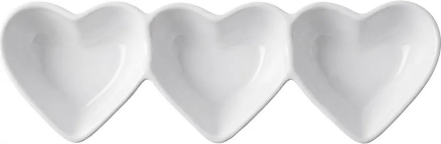 Keramická trojitá mištička v tvare srdca - 23*7*3 cm