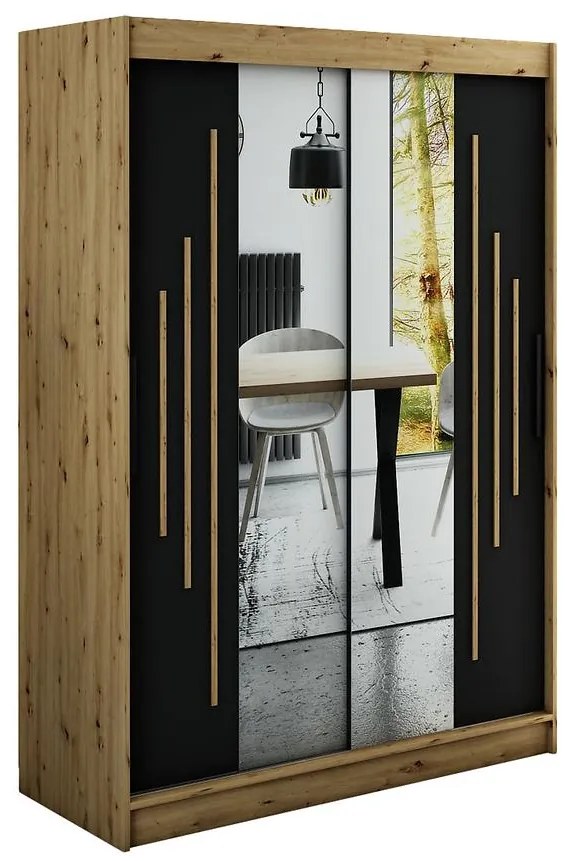 Skriňa Halifax Y1 150 Dub Artisan/čierna/Zrkadlo