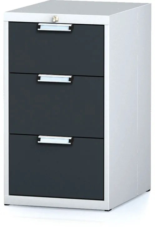 Dielenský zásuvkový box na náradie MECHANIC, 3 zásuvky, 480 x 600 x 840 mm, antracitové dvere