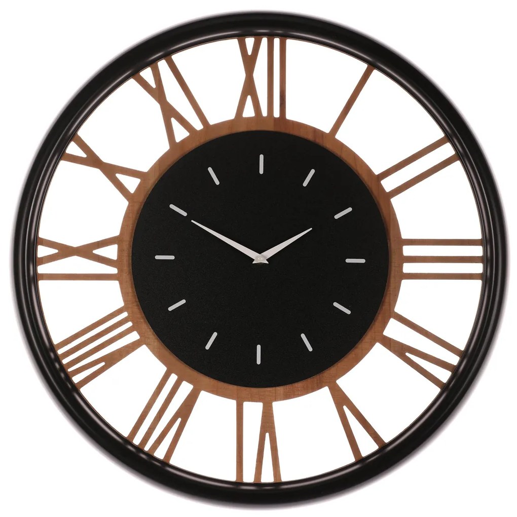 Autronic - Hodiny nástěnné - římské číslice, kov a MDF, 60 cm - HW4000